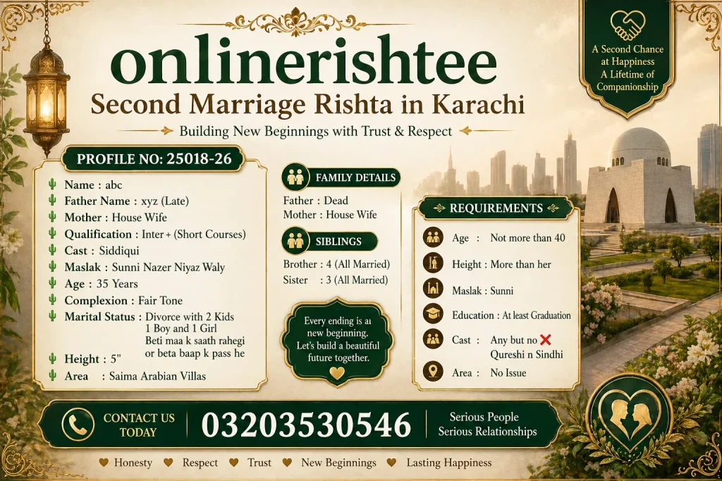 Second Marriage Rishta in Karachi