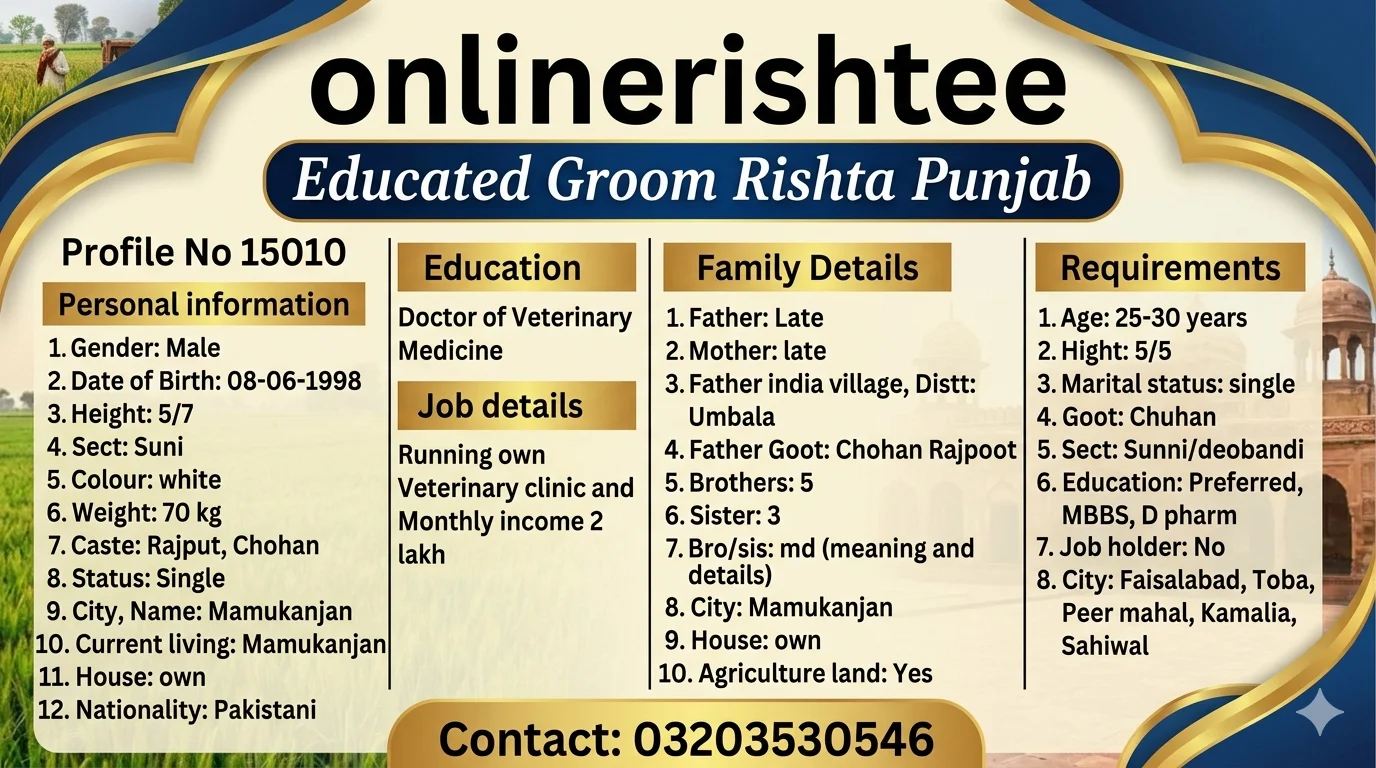 Educated Groom Rishta Punjab | Veterinary Doctor Profile